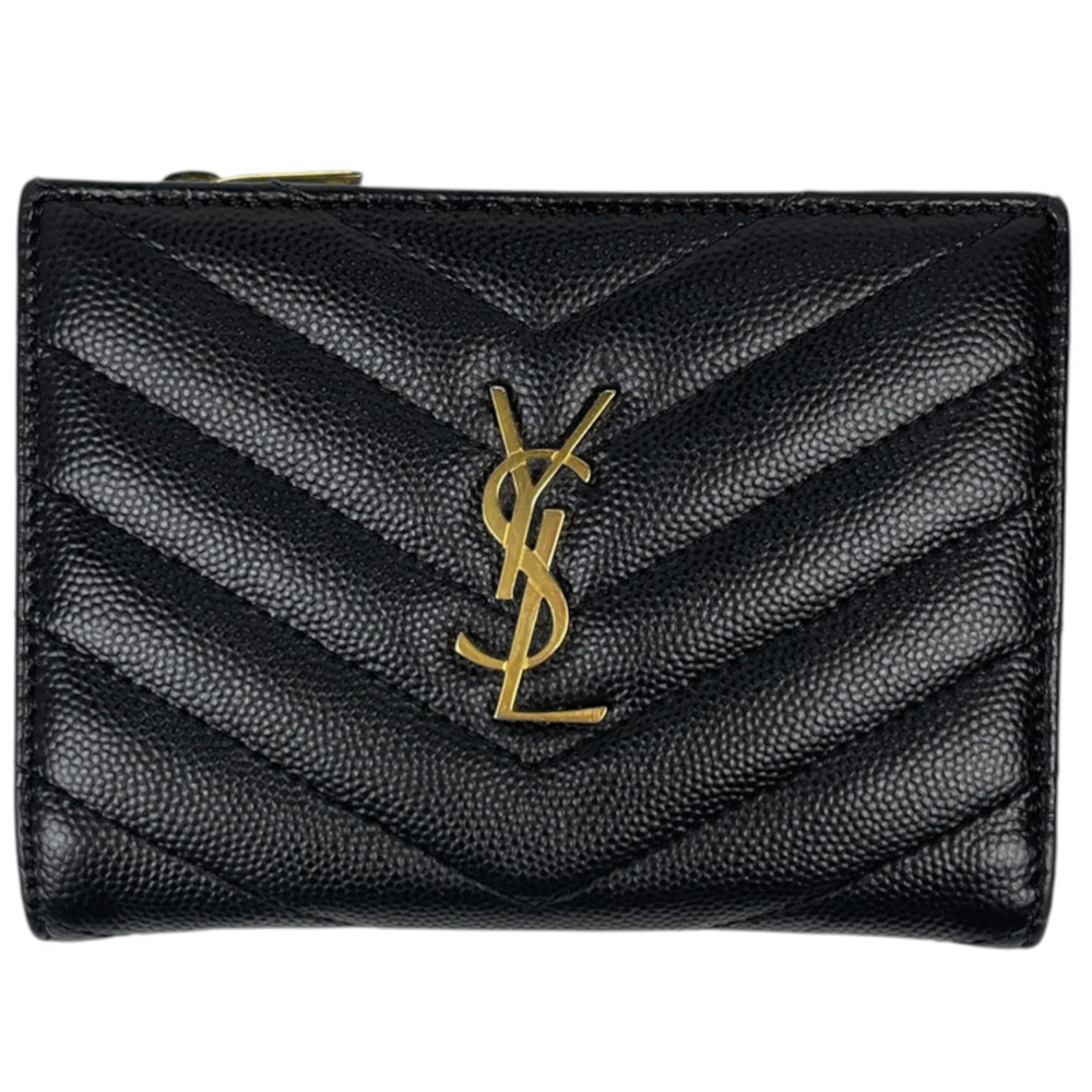 Yves Saint Laurent bi-fold leather wallet, black, 668287, women's.